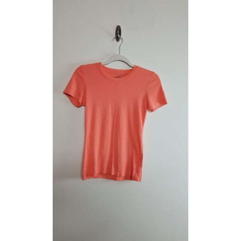Eddie Bauer Women's S Short Sleeve Tee Shirt Fitted Solid Print‎ Peach
